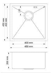 BUILDERS Handmade Kitchen Sink In Chrome, Black And Copper Available In 1114-x-430-x-200-mm