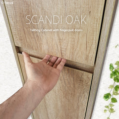 Ledge Scandi Oak Tallboy in Wall-Hung and Kickboard