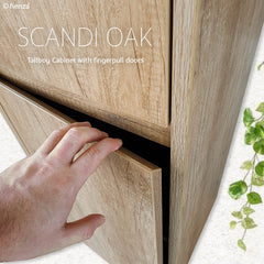 Ledge Scandi Oak Tallboy in Wall-Hung and Kickboard