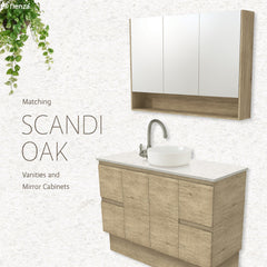 Ledge Scandi Oak Tallboy in Wall-Hung and Kickboard