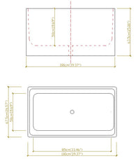 Quadro Free Standing Multifit Square corner Bathtub 1000mm 1200mm 1300mm 1400mm 1500mm 1700mm