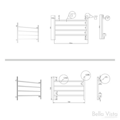 SAM Round Towel Ladder in Chrome and Matte Black Available In 700mm (W) 500mm (H) 90mm (D)