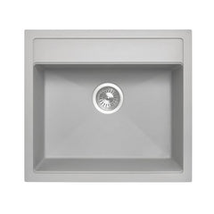 Dio 560 x 510 x 200mm Carysil Concrete Grey Single Bowl Granite Top/Flush/Under Mount Kitchen/Laundry Sink