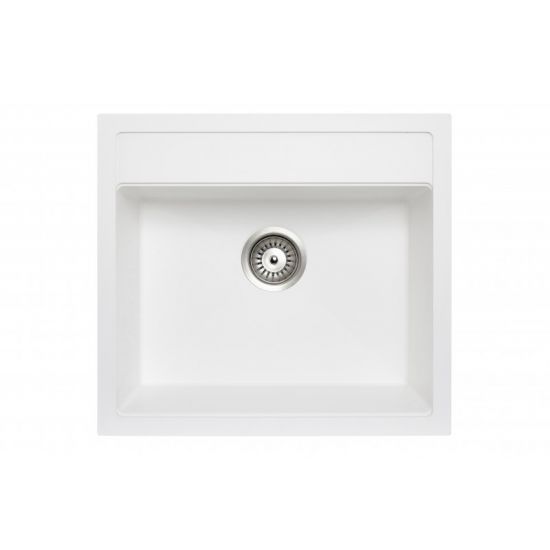 Dio 560 x 510 x 200mm Carysil Concrete Grey Single Bowl Granite Top/Flush/Under Mount Kitchen/Laundry Sink
