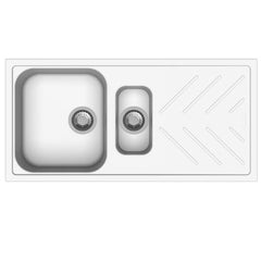 Dio 1000x500mm Quartz Stone 1 and 1/4 Kitchen Sink Double Bowls Drainboard Topmount in White and black Granite