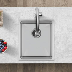 Pollo 390x450x215mm 1.2mm Handmade Top/Undermount Single Bowl Kitchen Sink
