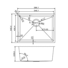Pollo 586x450x230mm 1.2mm Handmade Top/Undermount Single Bowl Kitchen Sink Stainless Steel
