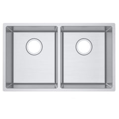 Pollo 1.2mm Handmade Double Bowls Top/Undermount Kitchen Sink Round Corner 865x440x200mm