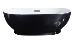 AQUA Gloss Black & White Freestanding Bathtub 1700mm