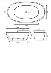 STELLA Matte Black And Matte White Freestanding Bathtub 1500mm And 1700mm