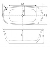BADEN Gloss White Freestanding Bathtub 1700mm And 1500mm
