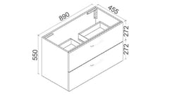 CURO Wall Hung Vanity In 900