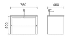NYKO Wall Hung Vanity In 750 White Gloss Finish With Chrome