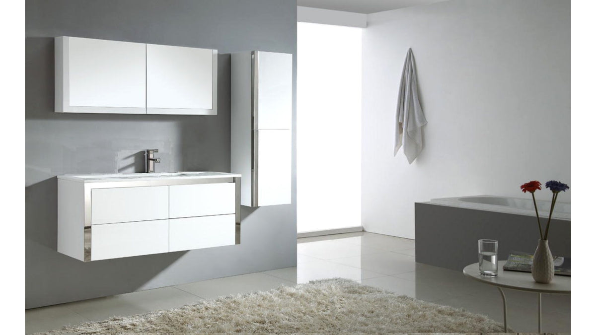 NYKO Wall Hung Vanity In 1200 White Gloss Finish With Chrome