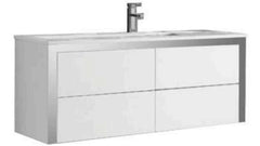 NYKO Wall Hung Vanity In 1200 White Gloss Finish With Chrome