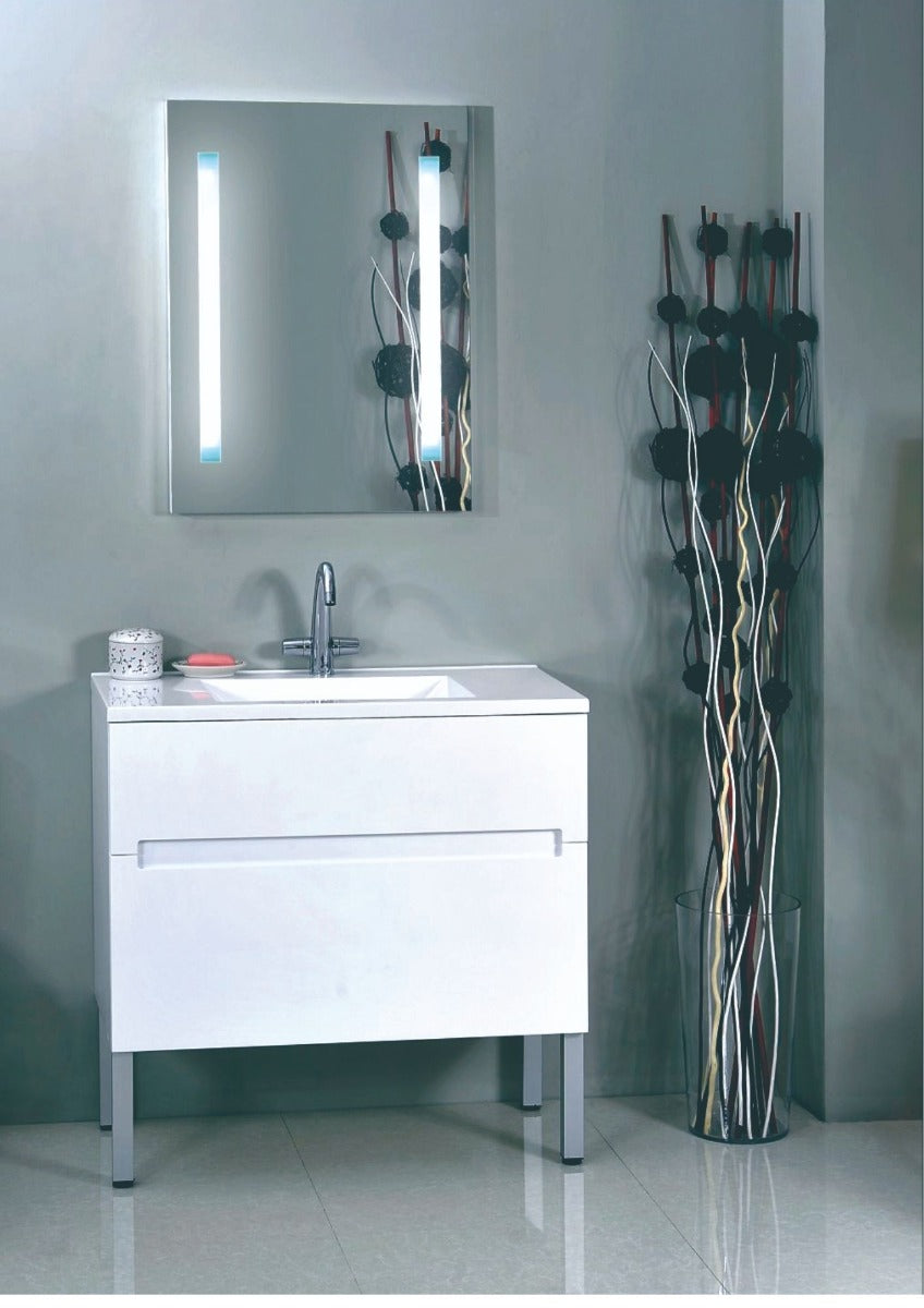 BELLA Floorstanding Vanity In 900 White Gloss Finish With Square Metal Legs