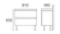 BELLA Floorstanding Vanity In 900 White Gloss Finish With Square Metal Legs