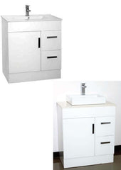 KENO Floorstanding Vanity In 750 With White Gloss Finish Ceramic Top or Stone Top