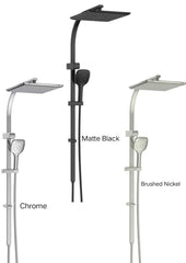 SWEPT AirFlo™ Twin Rail Shower In Chrome - Matte Black - Brushed Nickel