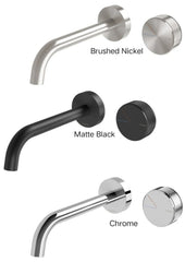 Phoenix AXIA Wall Basin / Bath Curved Outlet Mixer Set 180mm In Chrome - Matte Black - Brushed Nickel