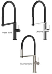 Phoenix BLIX Flexible Hose Sink Mixer Round In Chrome - Matte Black - Brushed Nickel