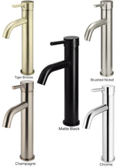 Meir ROUND Tall Basin Mixer Curved In Chrome - Matte Black - Tiger Bronze - Champagne - Brushed Nickel