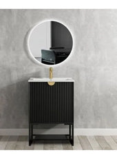 MALVERN Matte Black Wall Hung or Floorstanding Vanity In 600X460X550mm With Ceramic Top or Stone Top