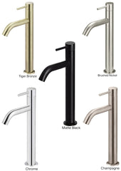 Meir PICCOLA Tall Basin Mixer Tap With 130mm Spout In Chrome - Matte Black - Tiger Bronze - Champagne - Brushed Nickel