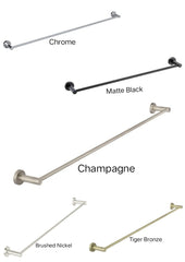 Meir ROUND SIngle Towel Rail In Chrome - Matte Black - Tiger Bronze - Champagne - Brushed Nickel