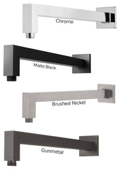 Phoenix LEXI Shower Arm 400mm Square In Chrome - Matte Black - Brushed Nickel - Gunmetal