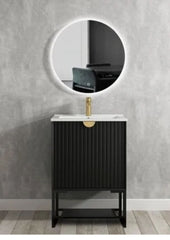 MALVERN Matte Black Wall Hung or Floorstanding Vanity In 600X460X550mm With Ceramic Top or Stone Top
