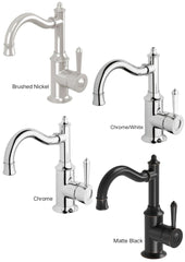 Phoenix NOSTALGIA Basin Mixer 160mm Shepherds Crook In Chrome - Chrome/White - Antique Black - Brushed Nickel