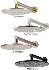 Meir ROUND Wall Shower 300mm Rose, 400mm Arm In Matte Black - Tiger Bronze - Champagne - Brushed Nickel