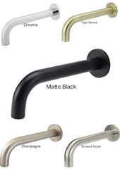 Meir ROUND Curved Basin Wall Spout In Chrome - Matte Black - Tiger Bronze - Champagne - Brushed Nickel