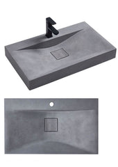 VERSILIA Concrete Basin In 800×480×100mm With Grey Mist And French Grey