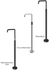 Phoenix TOI Floor Mounted Bath Mixer In Chrome/Matte Black - Matte Black - Matte Black/Rose Gold