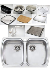 MONET Double Bowl Topmount Sink In 878x575x226mm