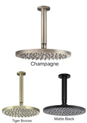 Meir ROUND Ceiling Shower 200mm Rose, 150mm Dropper In Matte Black - Tiger Bronze - Champagne