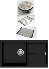 FLORENCE Black Single Bowl Topmount Sink With Drainer In 450x430x210mm