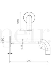 Meir ROUND Curved Basin Wall Spout In Chrome - Matte Black - Tiger Bronze - Champagne - Brushed Nickel