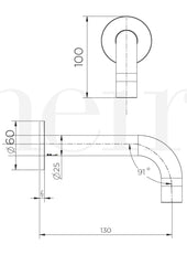 Meir ROUND Curved Basin Wall Spout 130mm In Chrome - Matte Black - Tiger Bronze - Champagne - Brushed Nickel