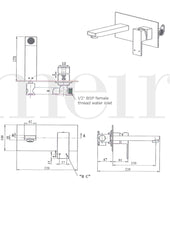 Meir SQUARE Wall Basin Mixer And Spout