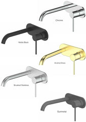 GISELE Wall Basin Mixer W/Plate In Chrome - Matte Black - Brushed Brass - Brushed Stainless - Gunmetal