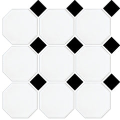 GLOSS WHITE OCTAGON GLOSS BLACK DOT 97X97
