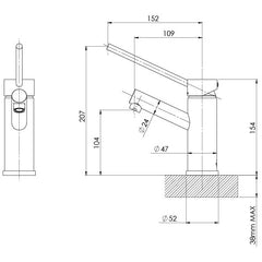 Phoenix VIVID Basin Mixer Extended Lever