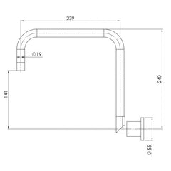 Phoenix VIVID PIN LEVER Wall Sink Outlet 240mm Squareline