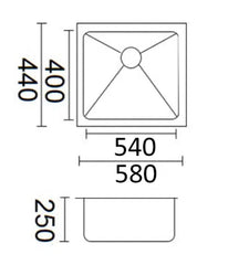 ZIZA Luminare Sink 580 x 440mm Stain less Steel