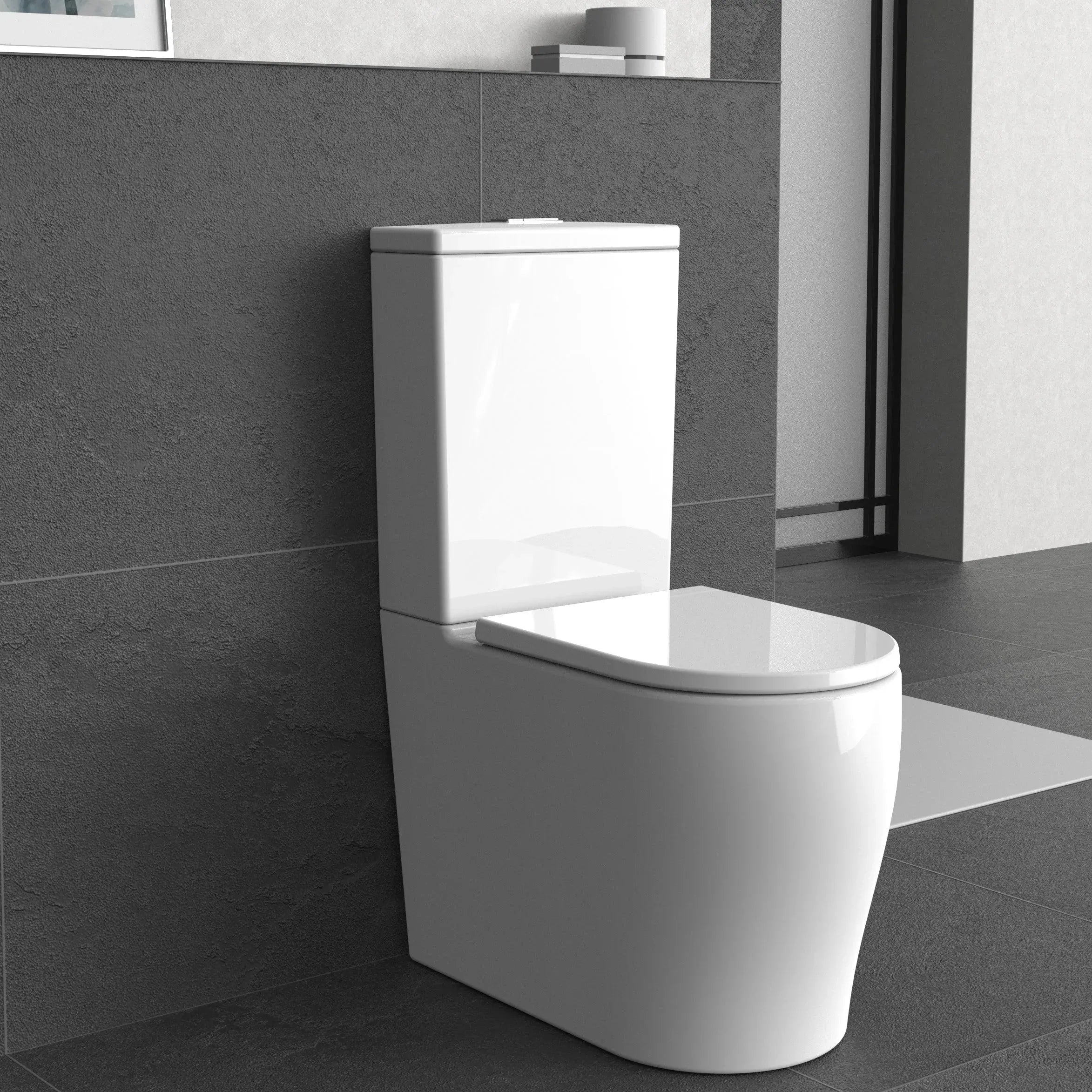 CURVY Rimless Tornado Back To Wall Toilet Suite In Gloss White With S/P Trap & Back/Left or Right Bottom Inlet Cistern