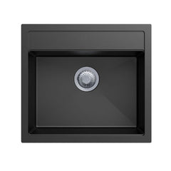 Dio 560 x 510 x 200mm Carysil Concrete Grey Single Bowl Granite Top/Flush/Under Mount Kitchen/Laundry Sink