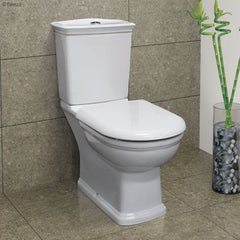 KENSINGTON White Close-Coupled Toilet Suite, P-Trap, S-Trap Or Ivory Close-Coupled Toilet Suite, S-Trap 240